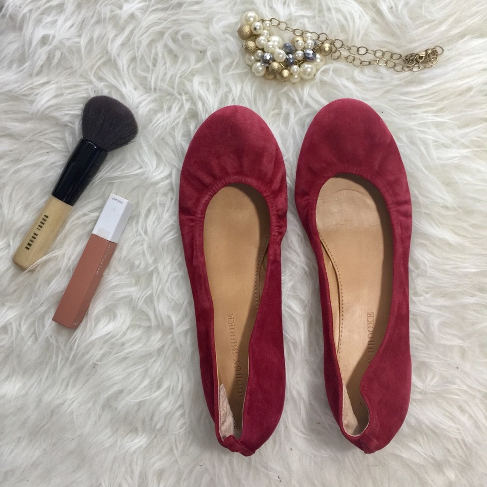Audrey Brooke ‘Newport’ Red Suede Flats
